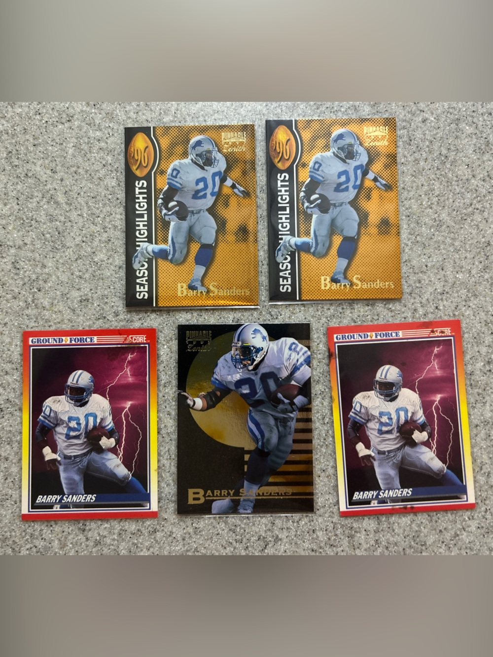 Barry Sanders 5 card lot.